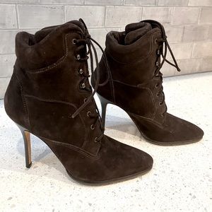 Manolo Blanik Lace Up High Heel Boots